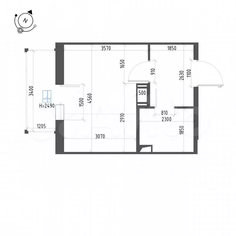 Квартира-студия, 25,3 м, 7/12 эт. - Фото 1