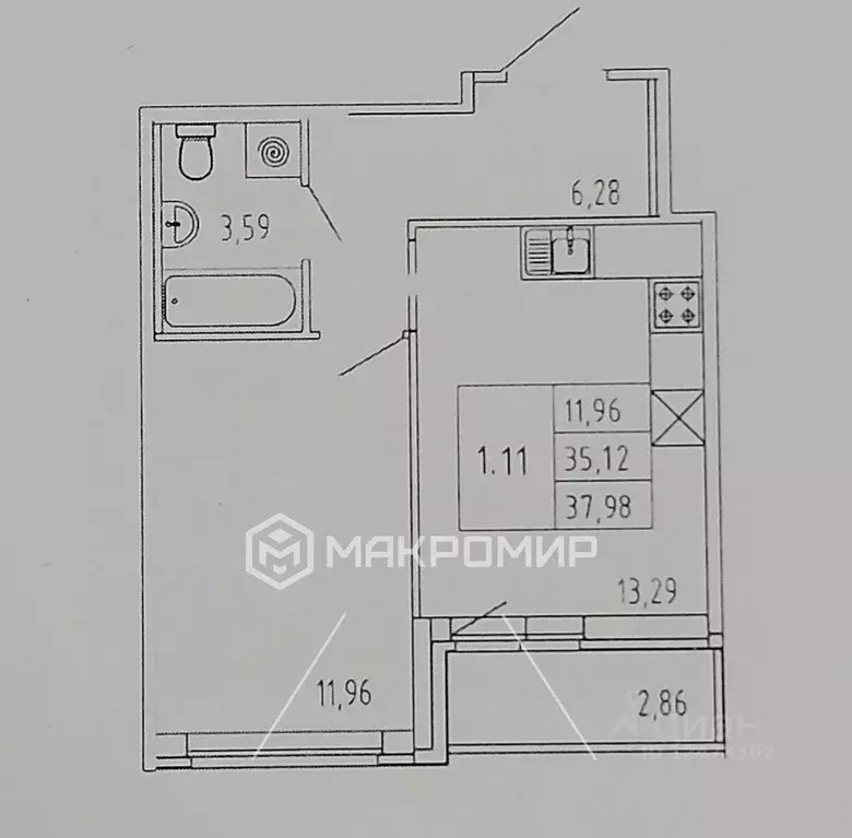 1-к кв. Ленинградская область, Всеволожский район, пос. Бугры ул. ... - Фото 2
