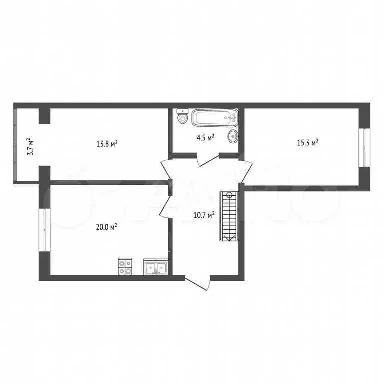 2-к. квартира, 120 м, 4/4 эт. - Фото 0