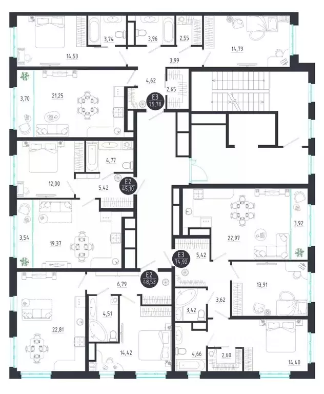 2-к кв. Тульская область, Тула  (74.92 м) - Фото 1