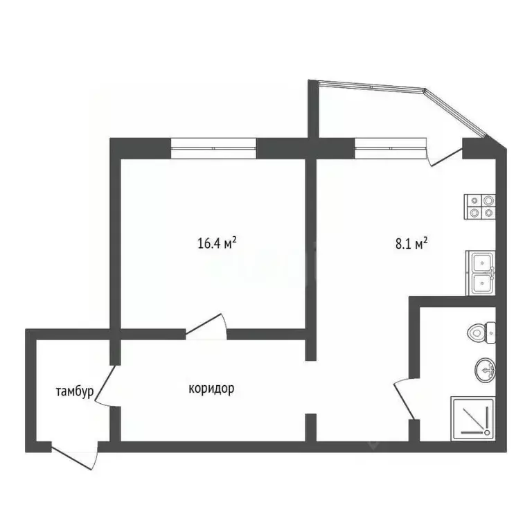 1-к кв. Тамбовская область, Тамбов Никифоровская ул., 38Бк2 (36.1 м) - Фото 2