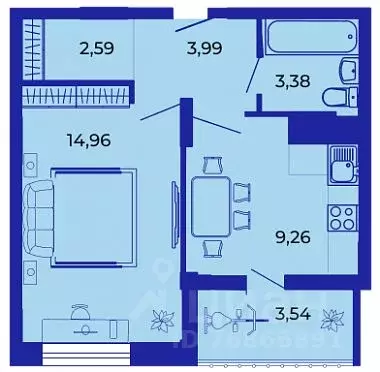 1-к кв. Брянская область, Брянск ул. Имени О.С. Визнюка, 18 (37.5 м) - Фото 1