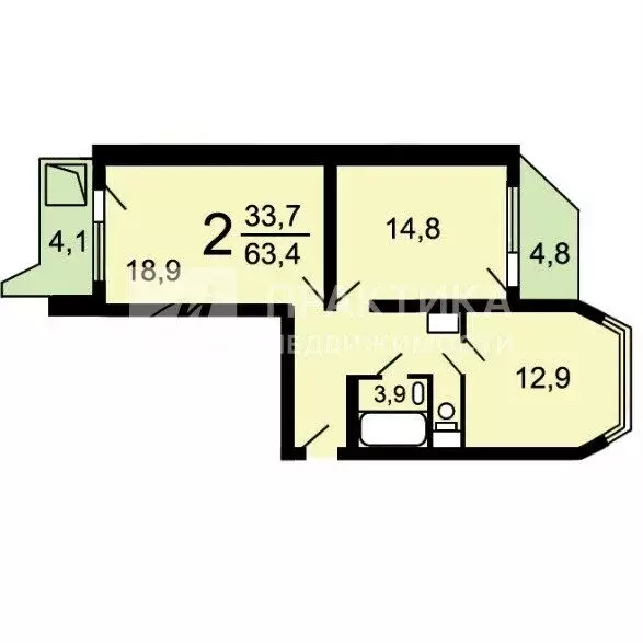 2-комнатная квартира: Москва, Шипиловская улица, 6к1 (59.8 м) - Фото 1