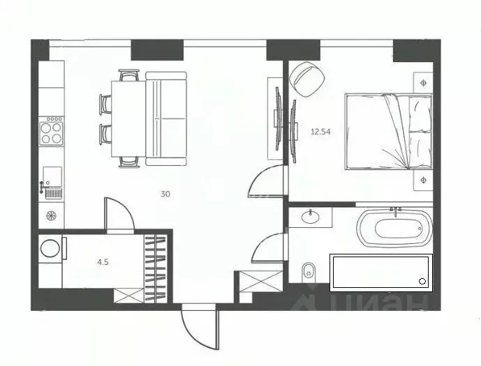 2-к кв. Москва Левел Причальный жилой комплекс, 10к1 (56.0 м) - Фото 2