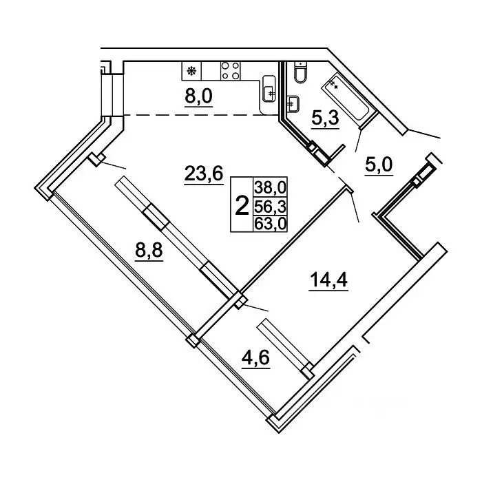 2-к кв. Приморский край, Владивосток Лесная ул., 1В/1 (62.9 м) - Фото 1