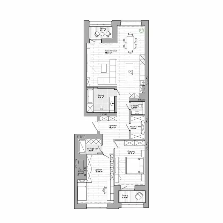 3-комнатная квартира: Новосибирск, улица Сеченова, 13 (129.98 м) - Фото 1