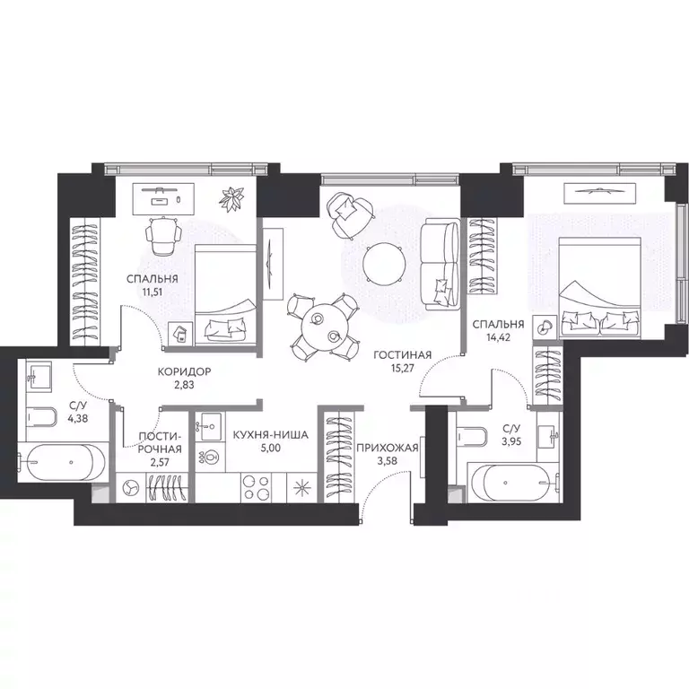 2-к кв. Москва 1-й Сетуньский проезд, 8 (64.1 м) - Фото 1