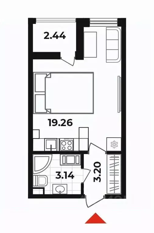 Студия Санкт-Петербург просп. Буденного, 19к1 (28.0 м) - Фото 2