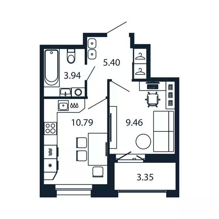 1-комнатная квартира: Новоселье, Центральная улица, 30к2 (29.1 м) - Фото 1