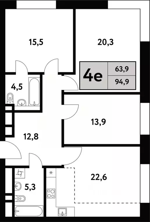 4-к кв. Москва Фестивальная ул., 15к24/1 (94.9 м) - Фото 0