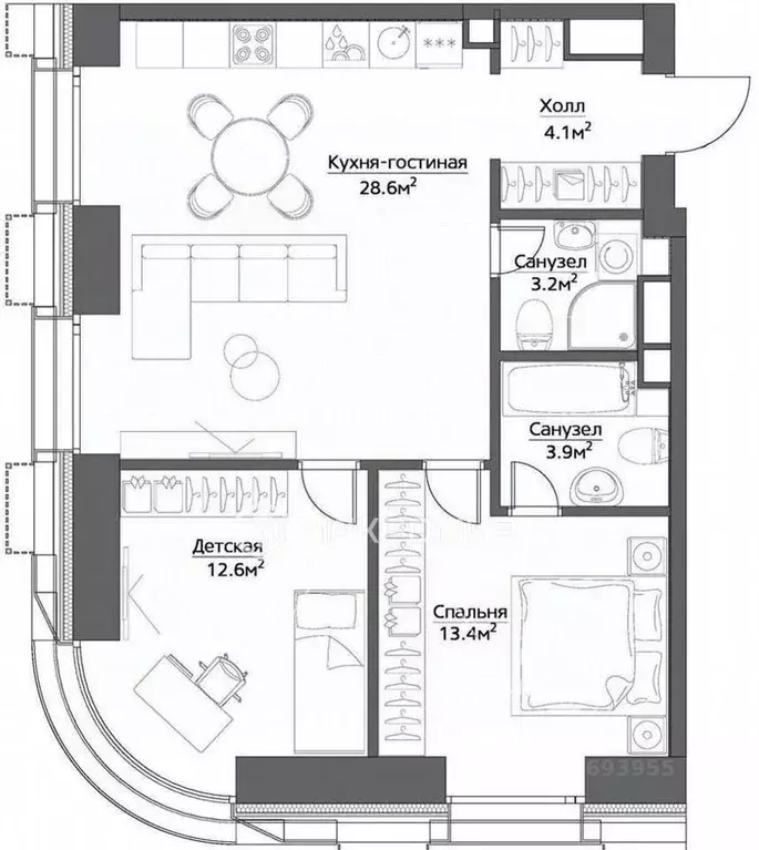 3-к кв. Москва Дмитровский проезд, 1 (65.0 м) - Фото 2