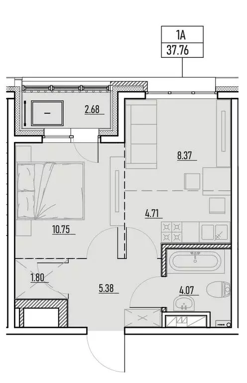 1-комнатная квартира: Иркутск, улица Сибирских Партизан, 1А/1 (37.76 ... - Фото 1