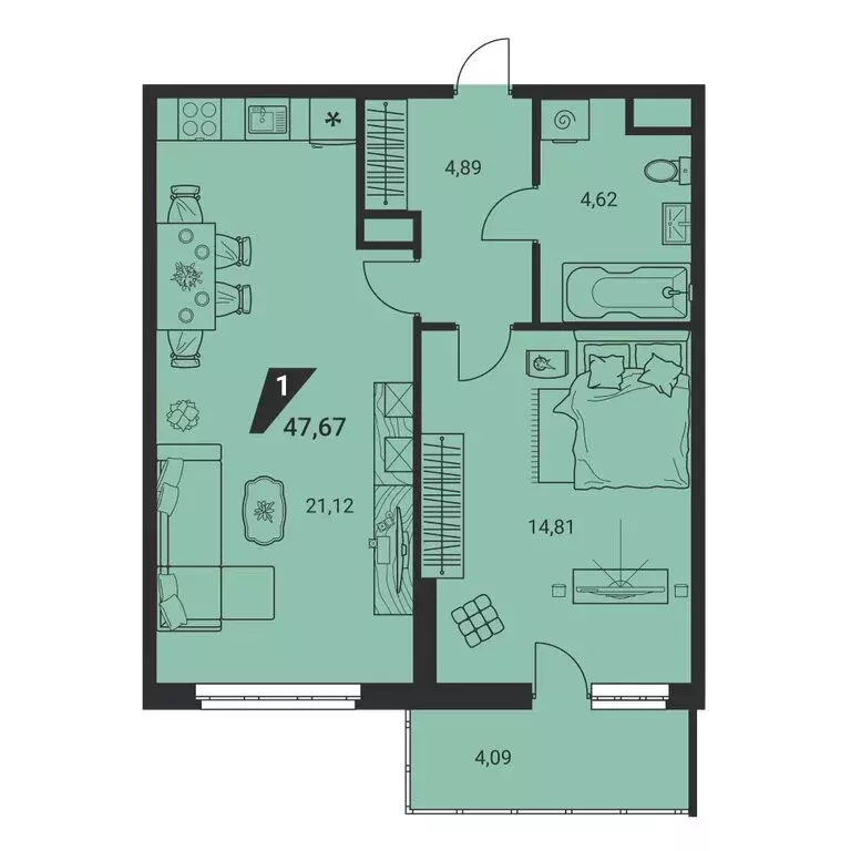 2-комнатная квартира: Екатеринбург, улица Громова, 26 (47.67 м) - Фото 1