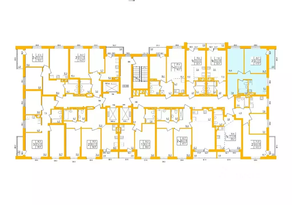 2-к кв. Башкортостан, Уфа Инорс-4Б мкр, Акварель жилой комплекс (47.8 ... - Фото 2