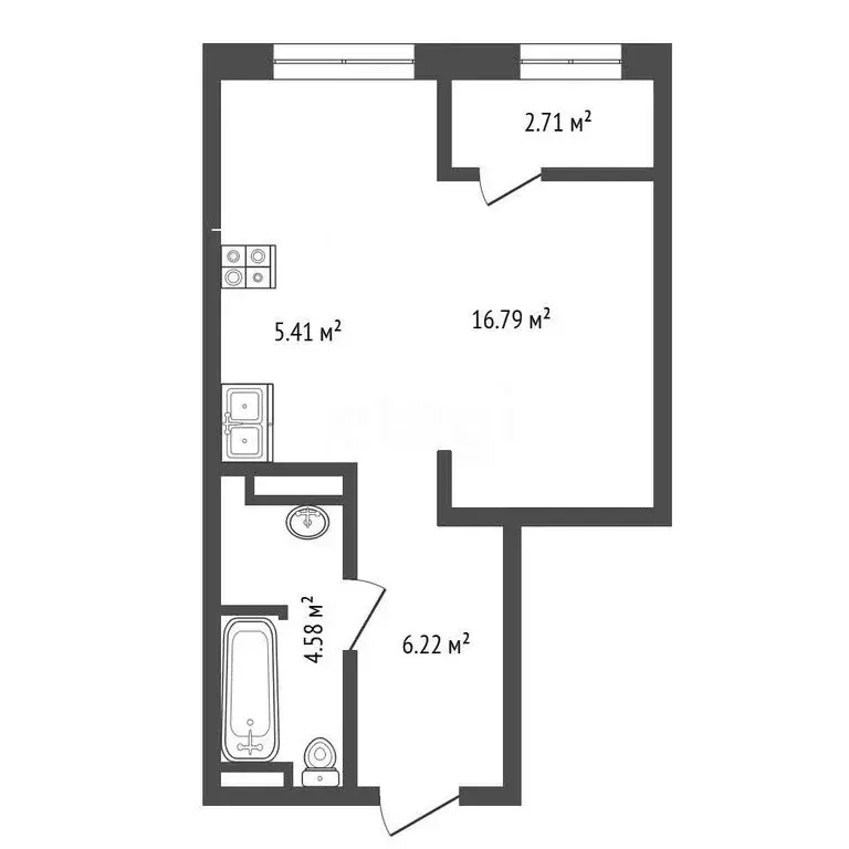 Квартира-студия: Тюмень, улица Бориса Прудаева, 7с1 (33 м) - Фото 1
