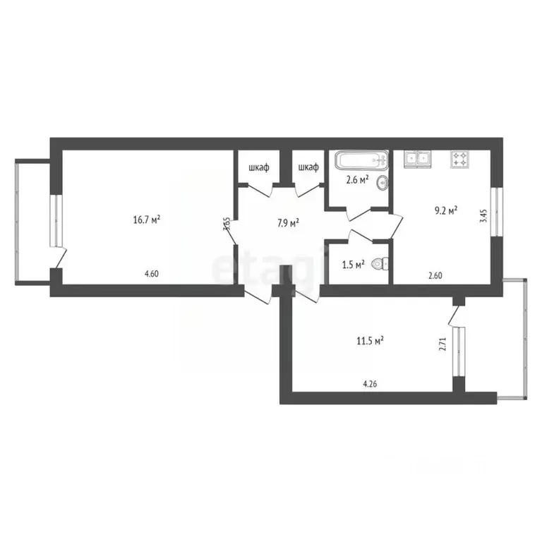 2-к кв. Крым, Армянск Имени Генерала Корявко мкр, 12 (50.7 м) - Фото 2