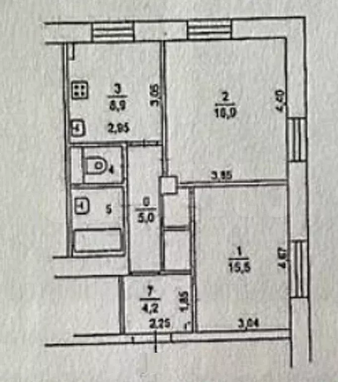 2-к. квартира, 56,7 м, 2/3 эт. - Фото 0