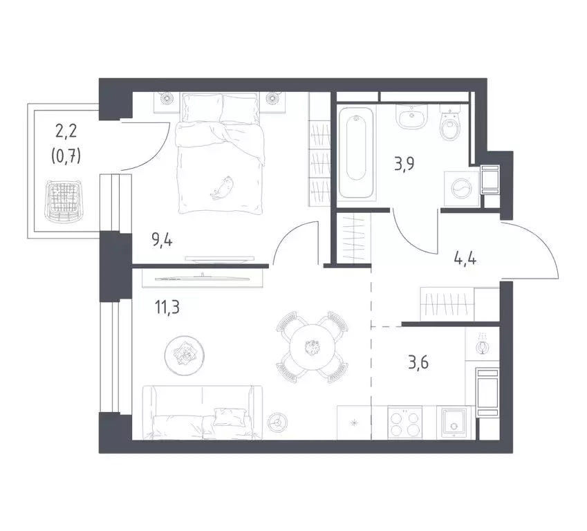 1-комнатная квартира: Мытищи, 1-й Стрелковый переулок, 5к1 (32.9 м) - Фото 1