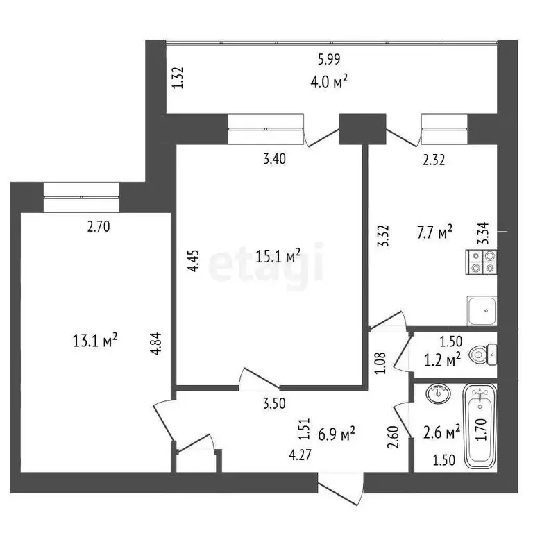 2-комнатная квартира: Стерлитамак, улица Артёма, 23 (47 м) - Фото 1