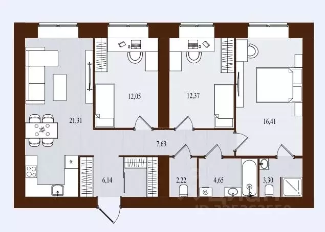 3-к кв. Брянская область, Брянск ул. Романа Брянского (86.08 м) - Фото 1