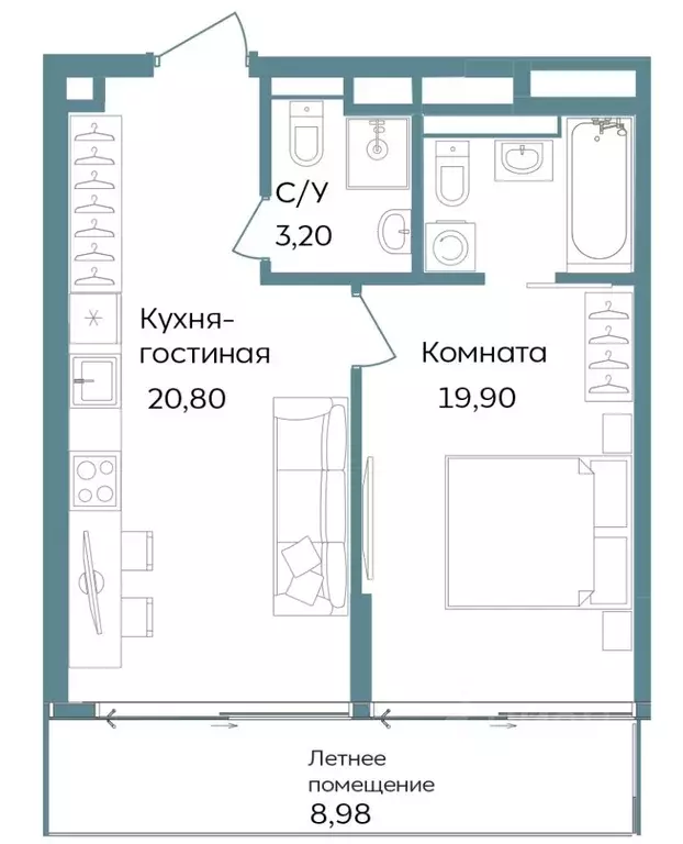 2-к кв. Крым, Саки  (52.88 м) - Фото 1