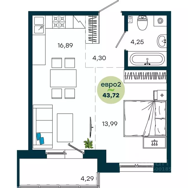 1-к кв. Иркутская область, Иркутск ул. Безбокова, 7А (43.72 м) - Фото 1