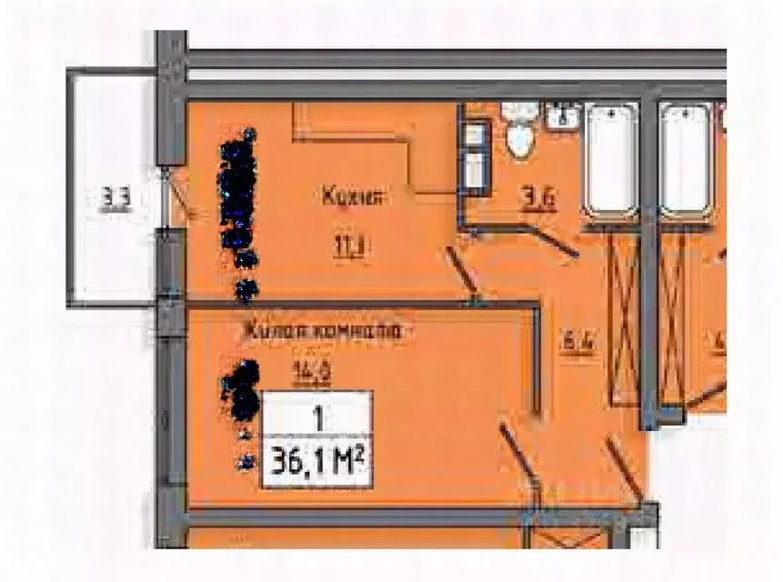 1-к кв. Курская область, Курск ул. Энгельса, 158к1 (35.9 м) - Фото 1
