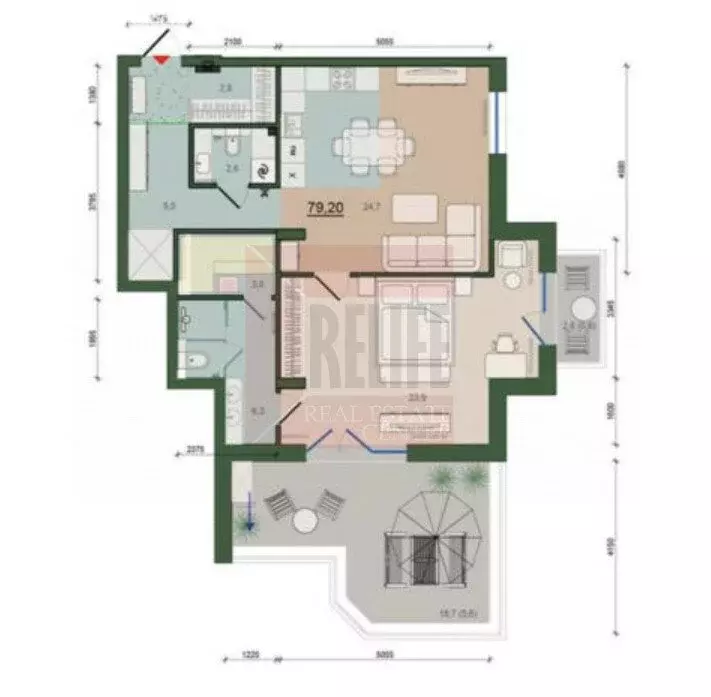 2-комнатная квартира: Калининград, улица Молодой Гвардии, 34к1 (79.2 ... - Фото 1