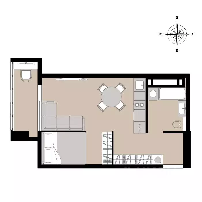 1-к кв. Приморский край, Владивосток Енисейская ул. (31.12 м) - Фото 2