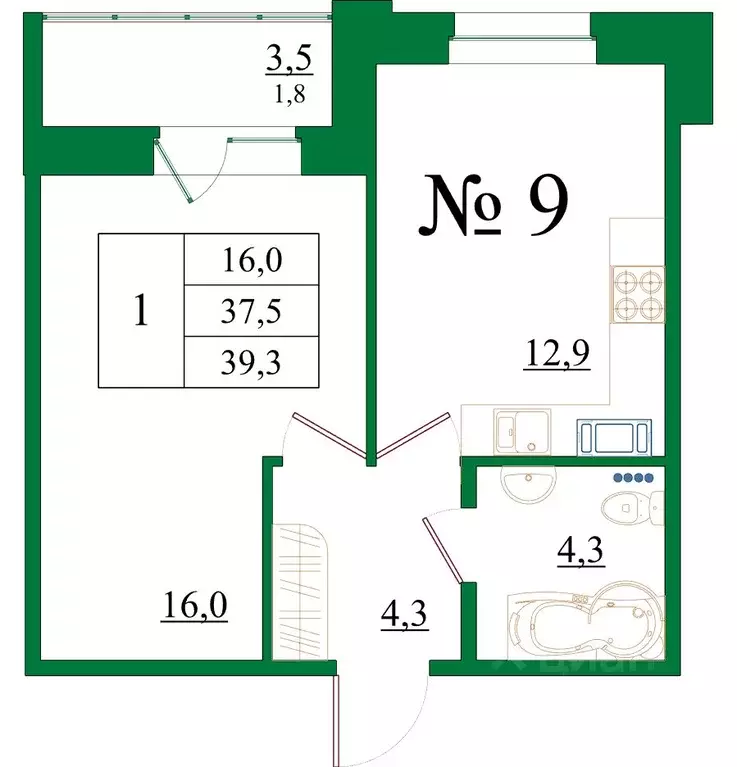 1-к кв. Ленинградская область, Гатчина Красносельское ш., 4Ак1 (39.3 ... - Фото 1
