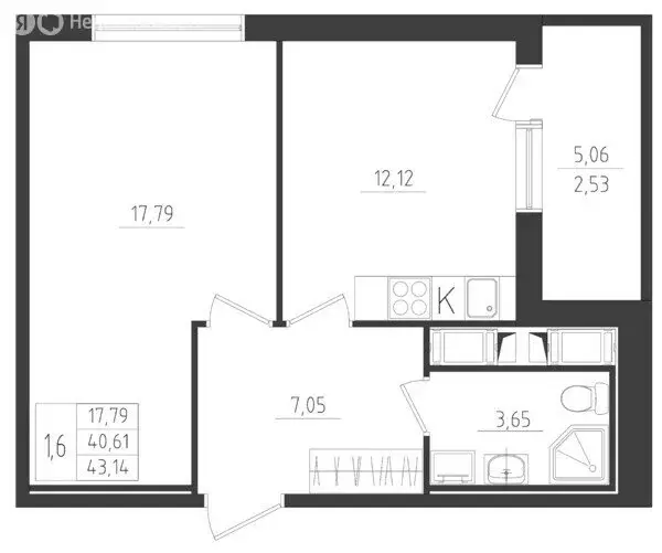 1-комнатная квартира: Красное Село, улица Лермонтова, 15к2 (43.14 м) - Фото 1