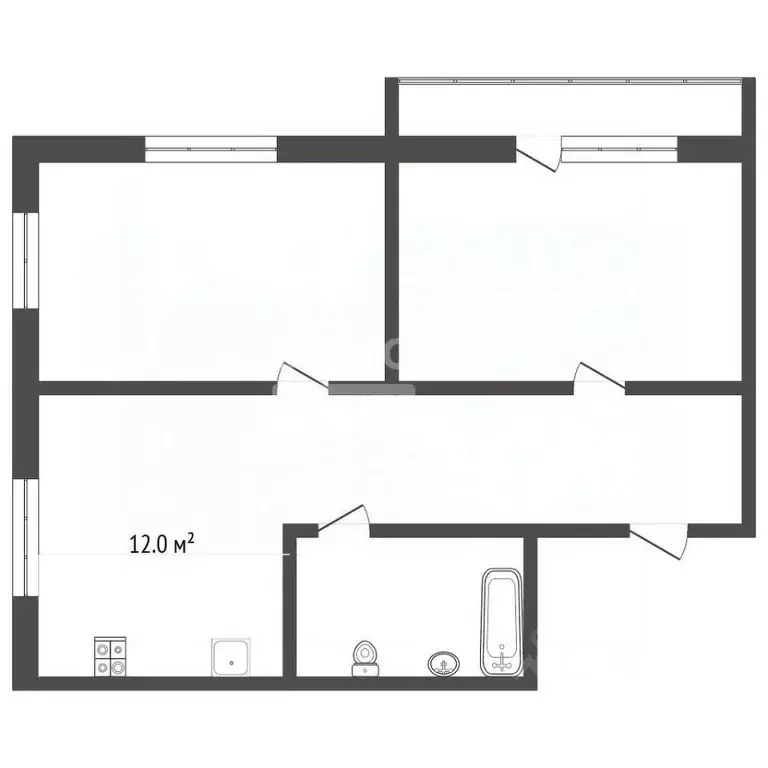 2-к кв. Томская область, Северск Ленинградская ул., 30 (38.4 м) - Фото 2