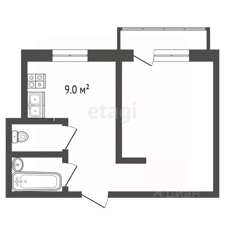 1-к кв. Челябинская область, Миасс Ильменская ул., 94 (35.1 м) - Фото 1