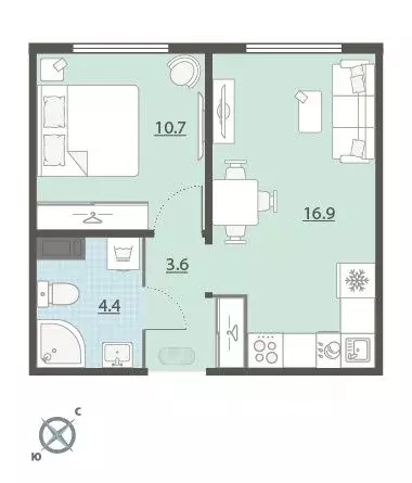 1-к кв. Свердловская область, Екатеринбург Широкая Речка мкр, Меридиан ... - Фото 2