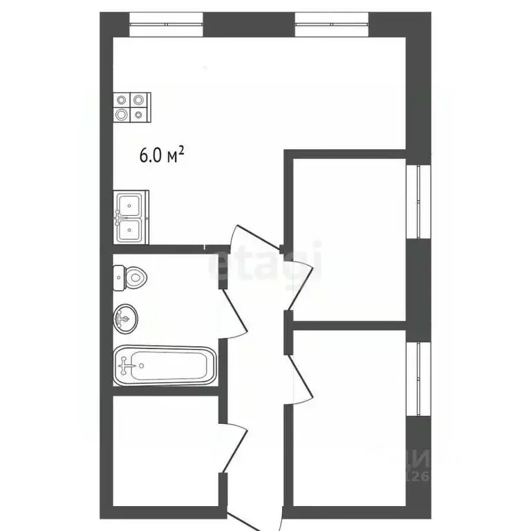 2-к кв. Костромская область, Буй ул. 10-й Годовщины Октября, 16А (38.6 ... - Фото 2