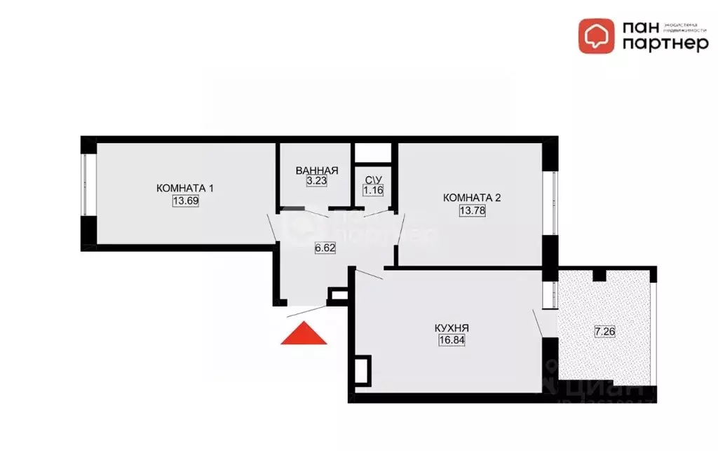 2-к кв. Санкт-Петербург Пулковское ш., 42к6 (55.1 м) - Фото 2