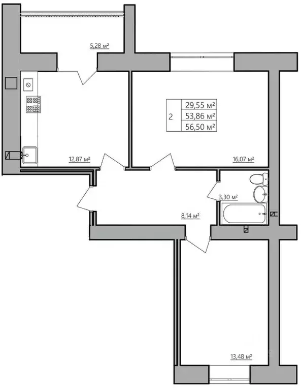 2-к кв. Костромская область, Кострома пос. Октябрьский, ул. Мира, 19А ... - Фото 2