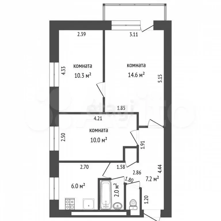 3-к. квартира, 52 м, 4/5 эт. - Фото 0