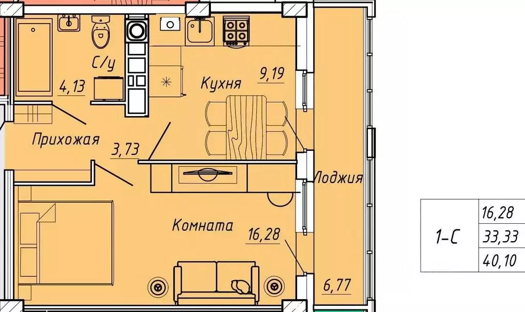 1-к кв. Ивановская область, Иваново Апрельская ул., 95 (40.1 м) - Фото 0