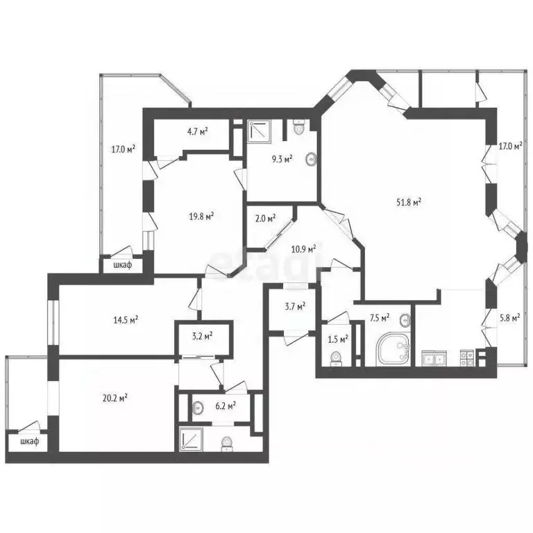 4-к кв. Самарская область, Самара Садовая ул., 337 (216.4 м) - Фото 2