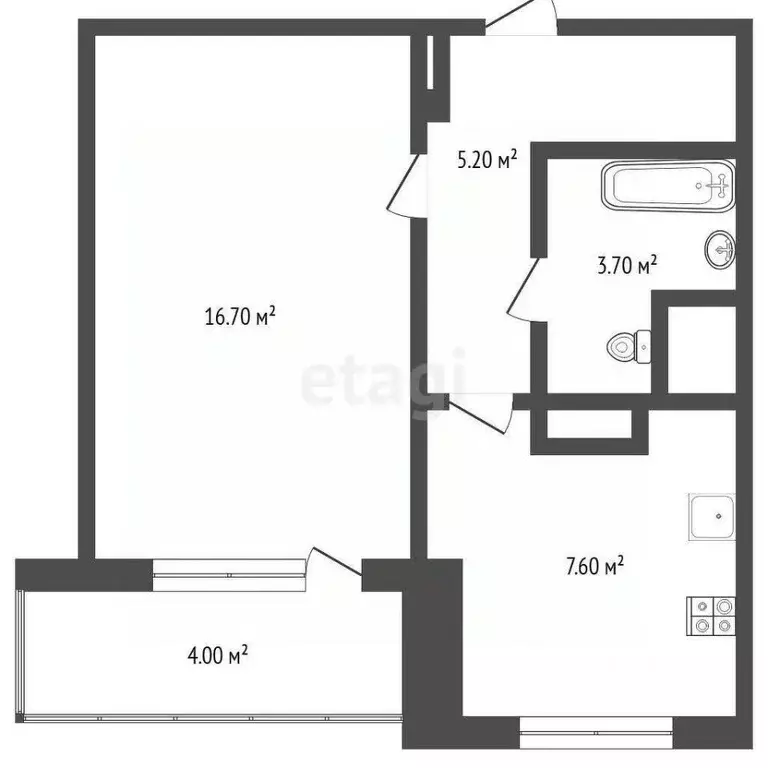 1-к кв. Тюменская область, Тюмень Харьковская ул., 27 (33.2 м) - Фото 2