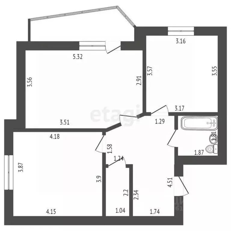 2-к кв. Мордовия, Саранск ул. Гагарина, 79 (61.5 м) - Фото 0