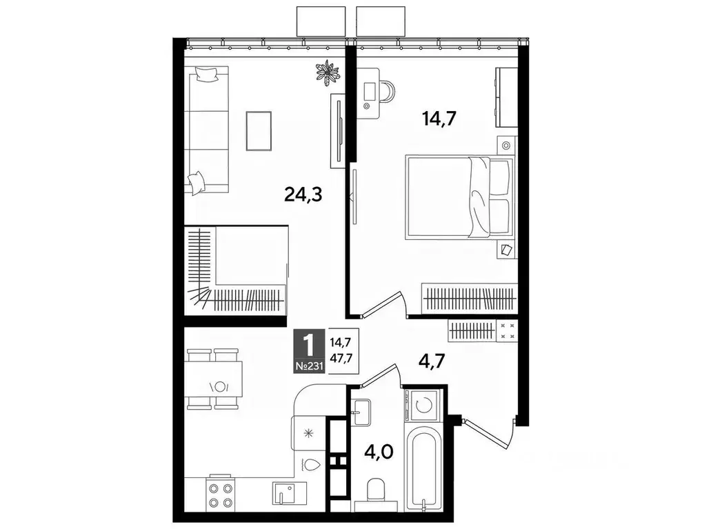 1-к кв. Краснодарский край, Краснодар ул. Анны Ахматовой, 6/1 (47.4 м) - Фото 1