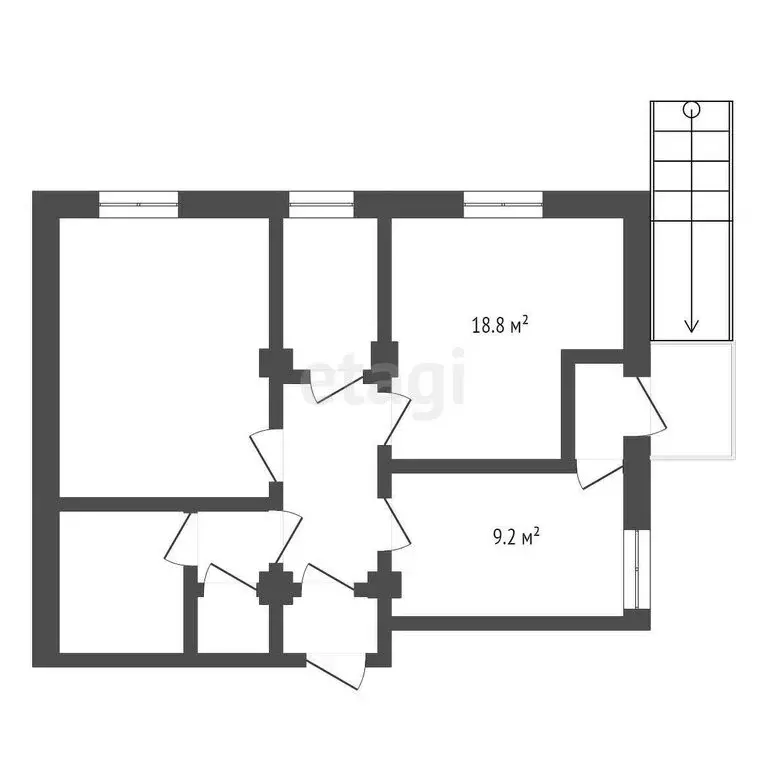 2-комнатная квартира: Кореиз, Южная улица, 56 (57.6 м) - Фото 1