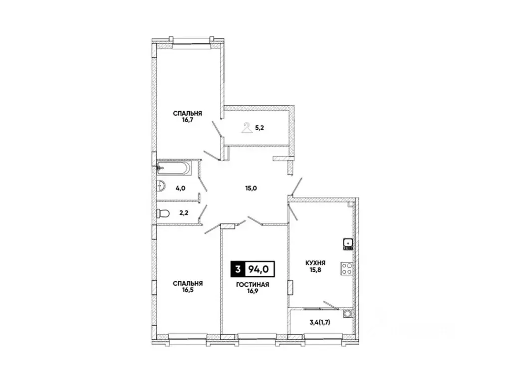 3-к кв. Ставропольский край, Кисловодск ул. Катыхина, 185с1 (94.0 м) - Фото 2