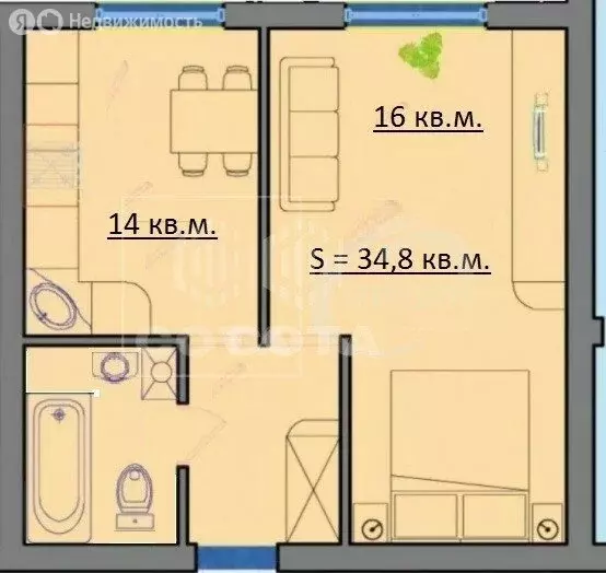 1-комнатная квартира: Воронеж, микрорайон Никольское, улица ... - Фото 0