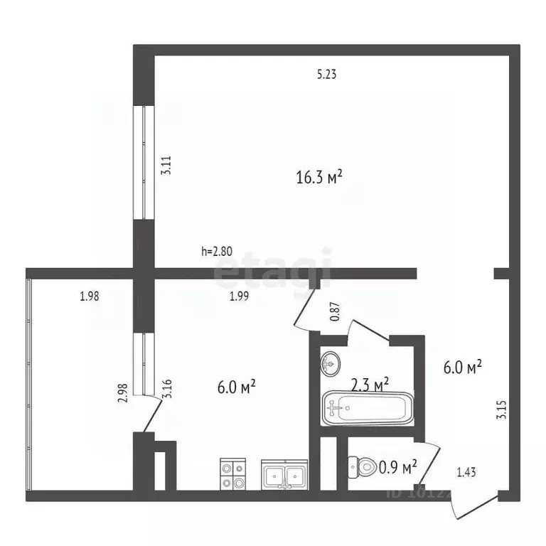 1-к кв. Ханты-Мансийский АО, Нягань 2-й мкр, 1 (31.5 м) - Фото 1