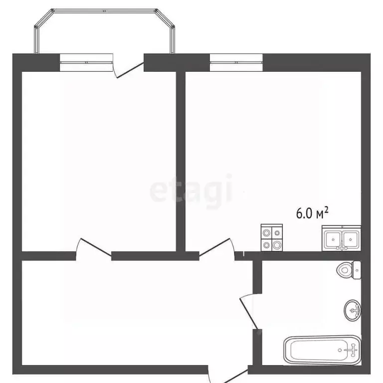 1-к кв. Московская область, Клин Клинская ул., 26 (48.6 м) - Фото 2