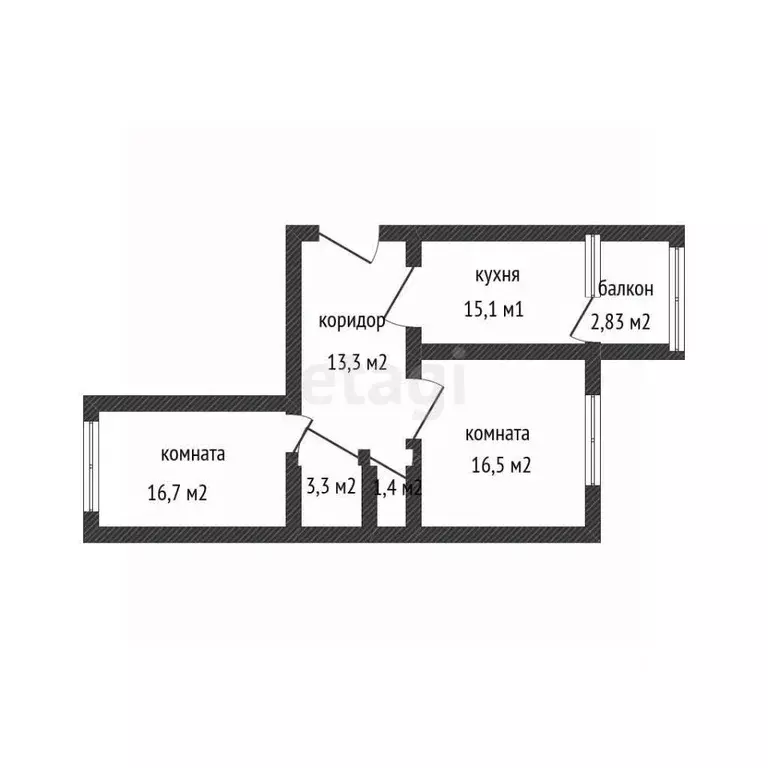 2-к кв. Краснодарский край, Горячий Ключ ул. Закруткина, 47 (66.5 м) - Фото 1