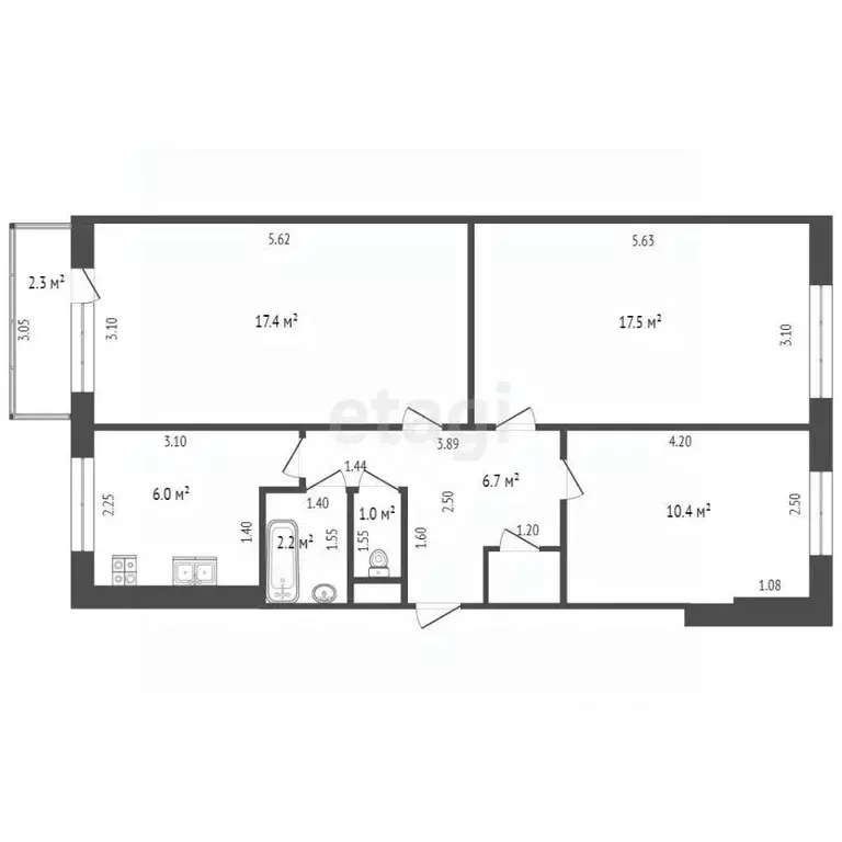 3-к кв. Белгородская область, Шебекино пер. Ломоносова, 4 (61.9 м) - Фото 1